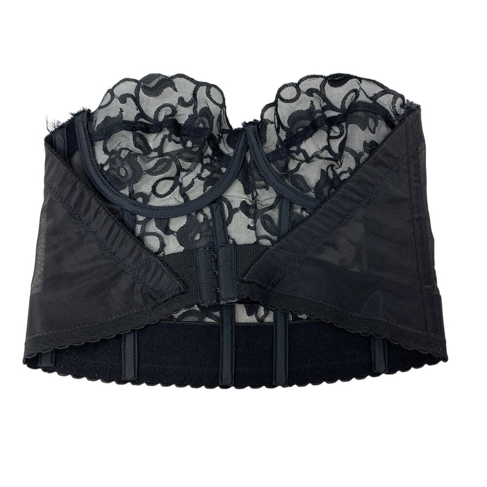 Vintage Victoria's Secret Gold Label Lace Longline Bustier Bra Black 36B - Picture 3 of 5